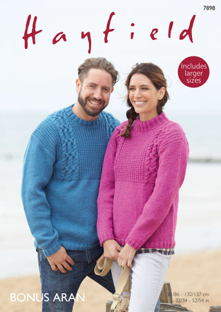S7898 Jumper for men and women in Hayfield Bonus Aran