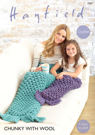 S7907 Mermaid tail for women and children in Hayfield Chunky with Wool