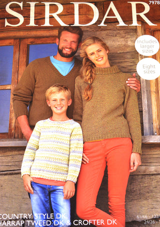 S7978 Sweaters for Men, Women and Children in Sirdar Country Style DK, Harrap Tweed DK and Crofter DK