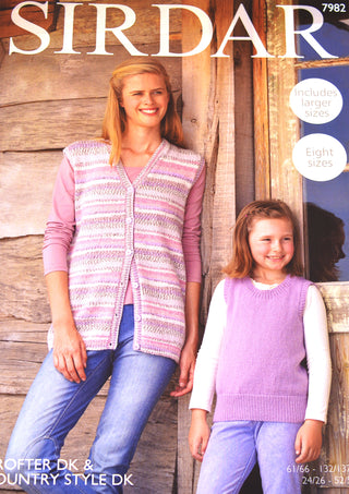 S7982 Tank and Waistcoat for Women and Children in Sirdar Crofter DK and Country Style DK