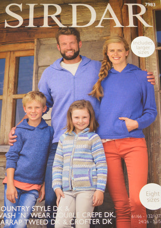 S7983 Jacket and Sweater for Men, Women and Children in Sirdar Country Style DK, Wash n Wear DK, Harrap Tweed DK and Crofter DK