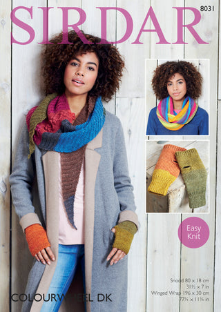 S8031 Snood Wrap and Mittens in Sirdar Colourwheel