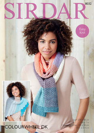 S8032 Scarf and Wrap in Sirdar Colourwheel