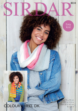S8034 Twisted Snood and Scarf in Sirdar Colourwheel