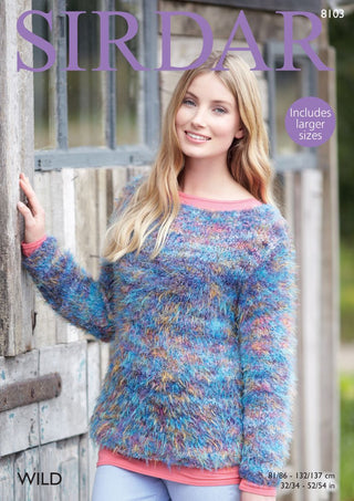 S8103 Ladies Wide Neck Sweater in Sirdar Wild