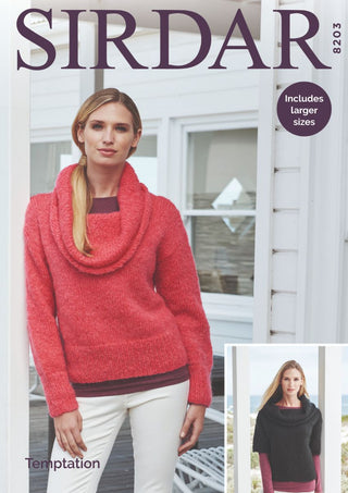 S8203 Short & Long Sleeved Sweaters in Sirdar Temptation