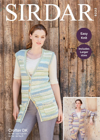 S8222 Cardigan & Waistcoat in Sirdar Crofter DK