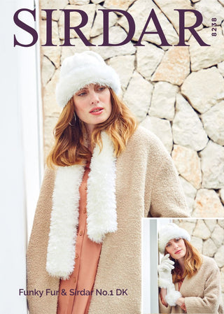 S8238 Gloves, Hat & Scarf in Sirdar No.1 DK & Funky Fur