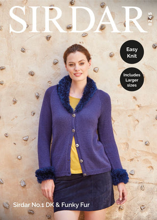 S8245 Ladies Cardigan in Sirdar No.1 DK & Funky Fur