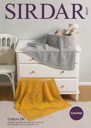 S8257 Crochet Elephant & Duck Blankets in Sirdar Cotton DK