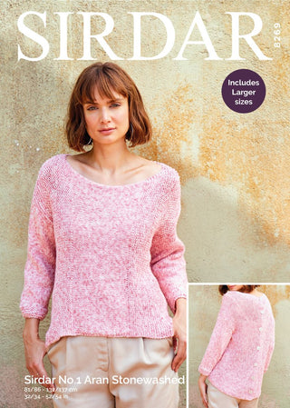 S8269 Woman's Top in Sirdar No.1 Aran Stonewashed