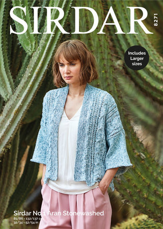 S8271 Kimono in Sirdar No.1 Aran Stonewashed