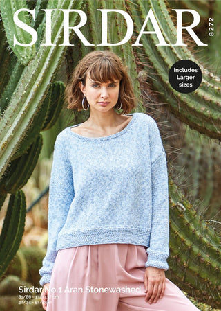S8272 Sweater in Sirdar No.1 Aran Stonewashed