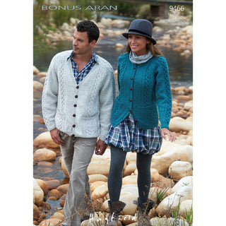 S9466 Cardigans for Men and Women in Hayfield Bonus Aran with Wool