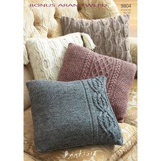 S9804 Cushion Covers in Hayfield Bonus Aran Tweed