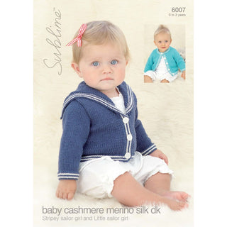 SU6007 Baby Sailor Girl Cardigan Baby Cashmere Merino Silk DK