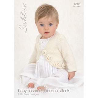 SU6008 Baby Girl Rose Cardigan Baby Cashmere Merino Silk DK