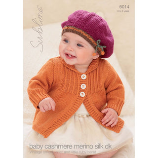 SU6014 Baby Vintage Cardigan and Beret Baby Cashmere Merino Silk DK