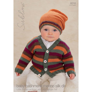 SU6016 Baby Cardigan and Hat Baby Cashmere Merino Silk DK