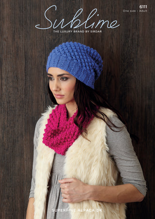 SU6111 Ladies Cowl and Hat Superfine Alpaca DK