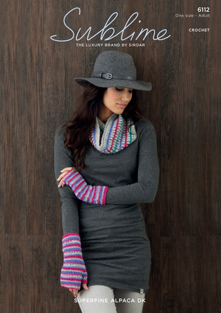 SU6112 Ladies Cowl and Mittens Superfine Alpaca DK