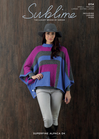 SU6114 Ladies Poncho Superfine Alpaca DK