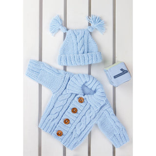 St8361 Baby Cardigan and Hat Baby Aran
