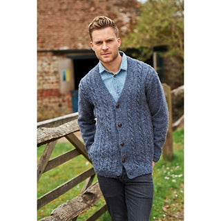 St9008 Man's Cable Cardigan Alpaca Tweed