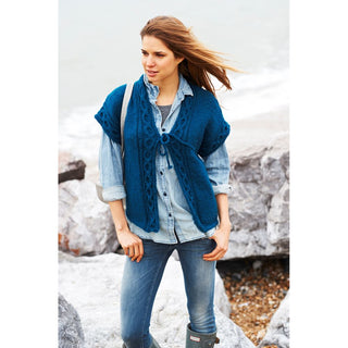 St9021 Ladies Cable Tie Fronted Waistcoat Special Aran with Wool or Life Aran