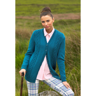 St9027 Ladies Cable Cardigan and Waistcoat Life DK