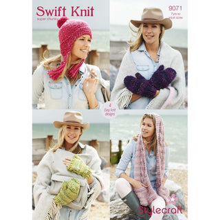 St9071 Ladies Hat, Scarf and Mittens Swift Knit Super Chunky