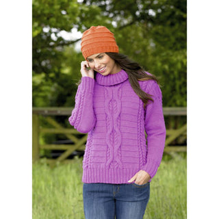 St9072 Ladies Cable Jumper and Hat Special Aran