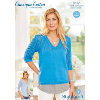 St9132 Ladies Cardigan and Jumper Classique Cotton DK