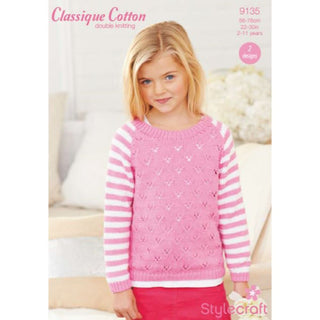 St9135 Girls Jumpers Classique Cotton DK