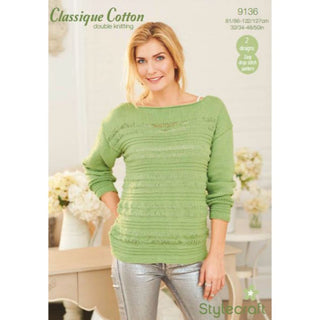 St9136 Ladies Jumpers and Top Classique Cotton DK