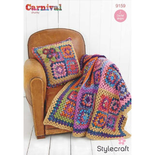St9159 Granny Square Throw and Cushion Carnival Chunky