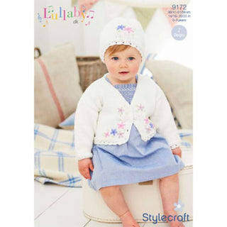 St9172 Baby EmbroideRed Cardigan and Hat Lullaby DK