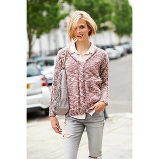 St9202 Ladies Travelling Cable V Neck Jumper Mosaic Super Chunky