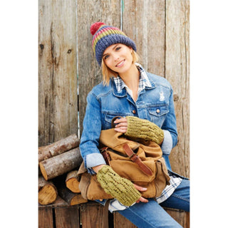 St9210 Ladies Hat and Mittens Alpaca Tweed Chunky