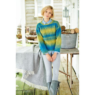 St9218 Ladies Cable Crew and V Neck Jumpers Ombre Aran