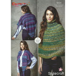 St9304 Ladies Poncho and Shawl Carnival Chunky
