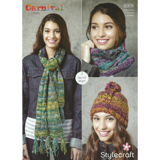 St9305 Ladies Scarf, Snood and Hat Carnival Chunky