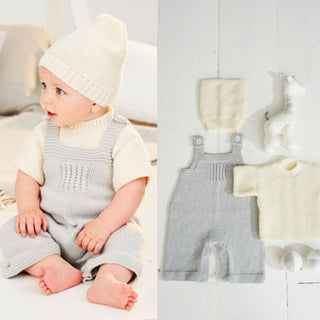 St9498 T-Shirt, Dungarees & Hat for Ages 0 to 5 Years in Stylecraft Bambino DK