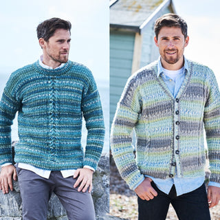 St9573 Men's Broken Rib & Cable Sweater / Cardigan in Stylecraft Life Heritage