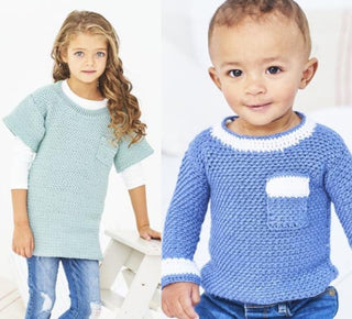 St9609 Crochet Woven Sweater & Tunic for Children from 0 to 7 Years in Stylecraft Bambino DK
