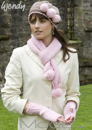 TRW5519 Ladies Scarf, Hat and Mittens DK