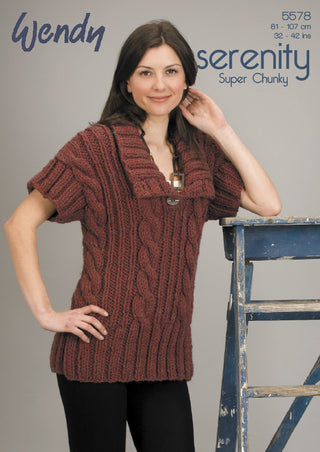 TRW5578 Ladies Cable Short Sleeved Jumper Wendy Serenity Super Chunky