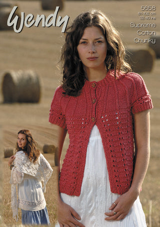 TRW5658 Ladies Shawl and Cardigan Wendy Supreme Luxury Cotton Chunky