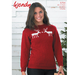 TRW5754 Adult Reindeer Jumper Christmas Pattern Chunky