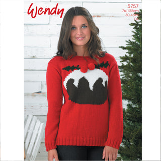 TRW5757 Adult Christmas Pudding Jumper Christmas Pattern DK